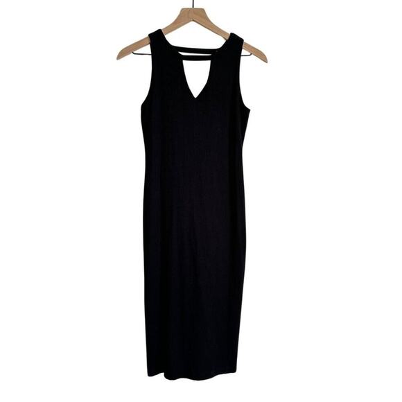 Sen Pencil V Neck Cotton Dress Black S - Picture 1 of 11